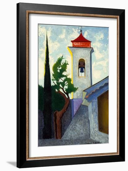 The Bell Tower oil on canvas laid on panel-Joseph Stella-Framed Giclee Print