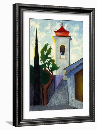 The Bell Tower oil on canvas laid on panel-Joseph Stella-Framed Giclee Print