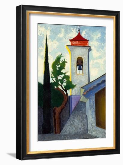 The Bell Tower oil on canvas laid on panel-Joseph Stella-Framed Giclee Print