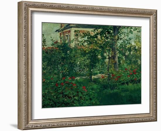 The Bellevue garden, 1880. Manet spent the last summers of his life outside Paris in Bellevue.-Edouard Manet-Framed Giclee Print