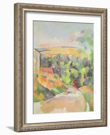 The Bend in the Road, 1900-06-Paul Cézanne-Framed Giclee Print