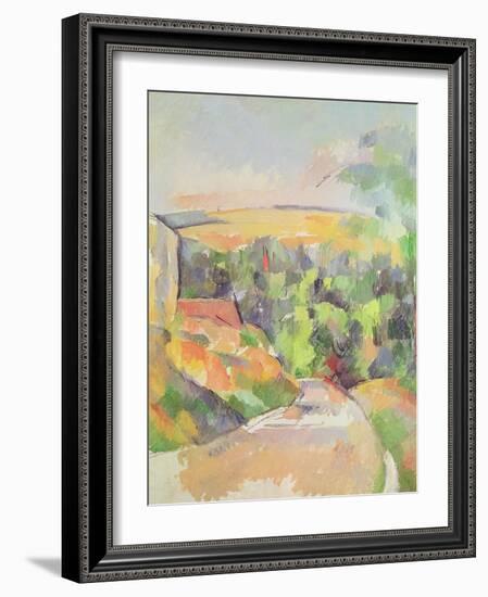 The Bend in the Road, 1900-06-Paul Cézanne-Framed Giclee Print