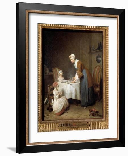 The Benedicite Painting by Jean Baptiste Simeon Chardin (1699-1779) Sun. 0,49X0,41 M-Jean-Baptiste Simeon Chardin-Framed Giclee Print