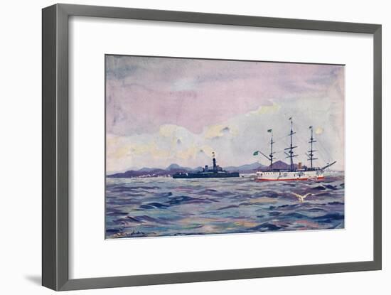 'The Benjamin Constant Training Cruiser and the dreadnought Minas Geraes in Rio Harbour', 1914-Unknown-Framed Giclee Print