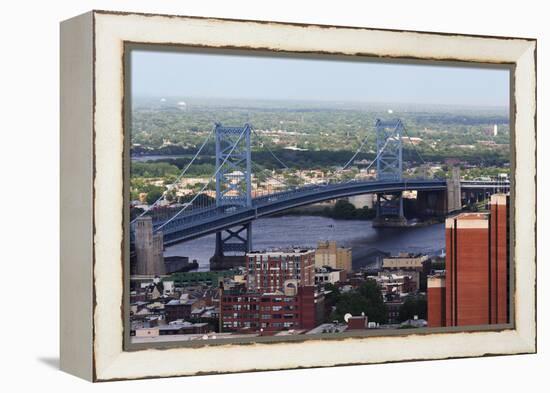 The Benjamin Franklin Bridge Crosses the Delaware River Connecting Philadelphia, Pennsylvania and C-pdb1-Framed Premier Image Canvas