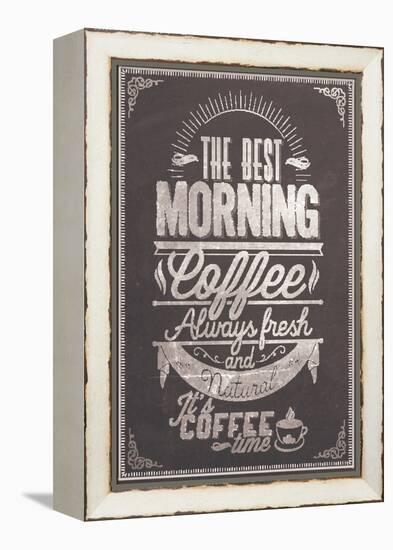 The Best Morning Coffee Typography Background On Chalkboard-Melindula-Framed Stretched Canvas