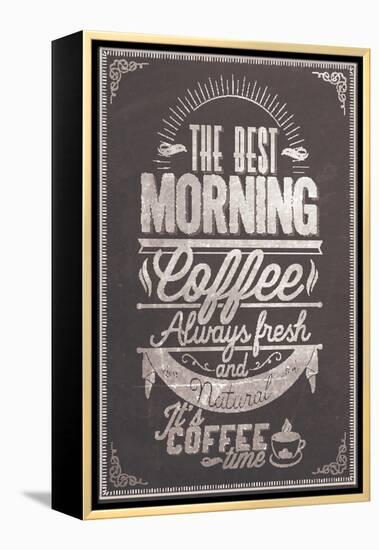 The Best Morning Coffee Typography Background On Chalkboard-Melindula-Framed Stretched Canvas