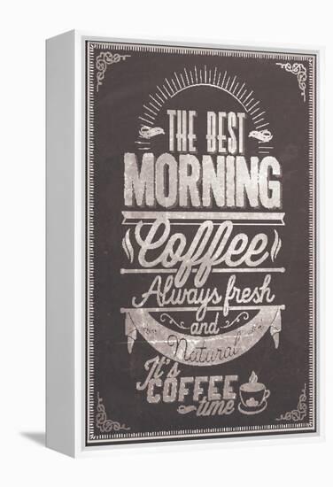 The Best Morning Coffee Typography Background On Chalkboard-Melindula-Framed Stretched Canvas