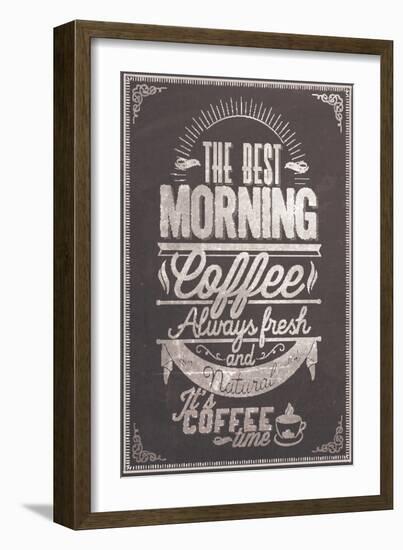 The Best Morning Coffee Typography Background On Chalkboard-Melindula-Framed Art Print