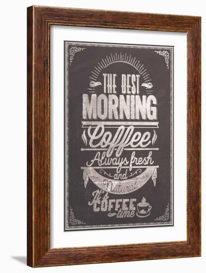 The Best Morning Coffee Typography Background On Chalkboard-Melindula-Framed Art Print