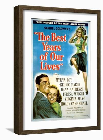 The Best Years of Our Lives, Dana Andrews, Teresa Wright, Virginia Mayo, 1946-null-Framed Premium Giclee Print