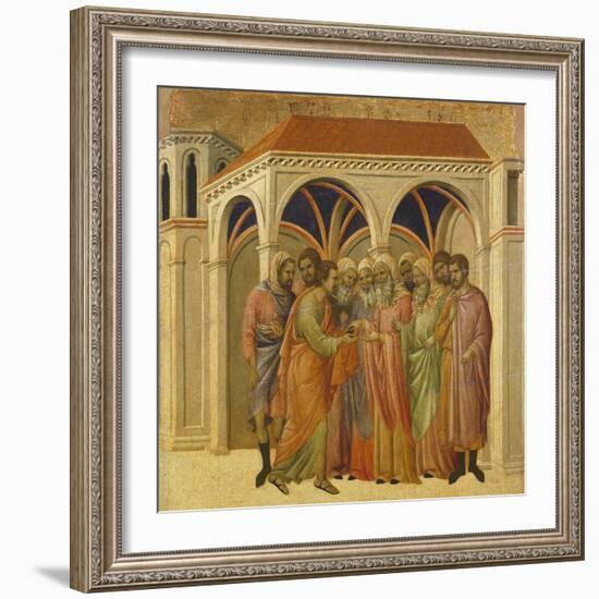 The Betrayal by Judas, Detail of Tile from Episodes from Christ's Passion and Resurrection-Duccio Di buoninsegna-Framed Premium Giclee Print