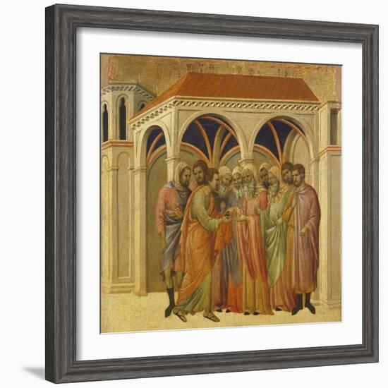 The Betrayal by Judas, Detail of Tile from Episodes from Christ's Passion and Resurrection-Duccio Di buoninsegna-Framed Premium Giclee Print