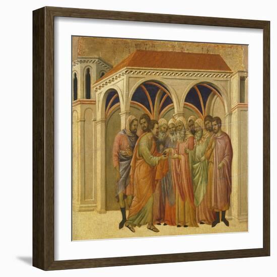 The Betrayal by Judas, Detail of Tile from Episodes from Christ's Passion and Resurrection-Duccio Di buoninsegna-Framed Premium Giclee Print