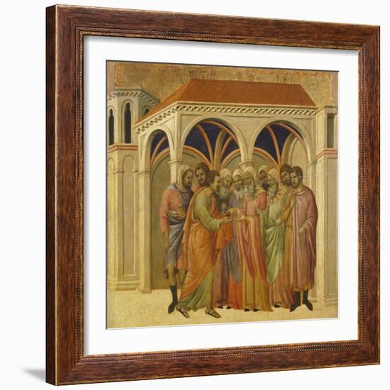 The Betrayal by Judas, Detail of Tile from Episodes from Christ's Passion and Resurrection-Duccio Di buoninsegna-Framed Premium Giclee Print