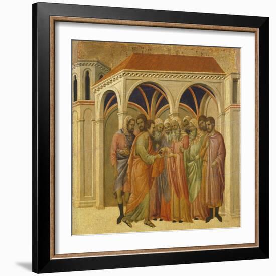 The Betrayal by Judas, Detail of Tile from Episodes from Christ's Passion and Resurrection-Duccio Di buoninsegna-Framed Premium Giclee Print