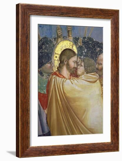 The Betrayal of Christ, Detail of the Kiss, circa 1305-Giotto di Bondone-Framed Giclee Print