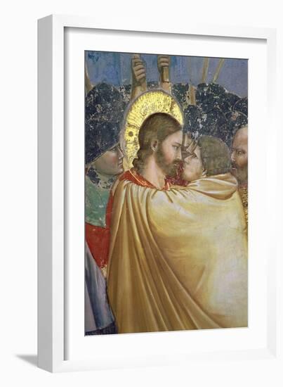 The Betrayal of Christ, Detail of the Kiss, circa 1305-Giotto di Bondone-Framed Giclee Print