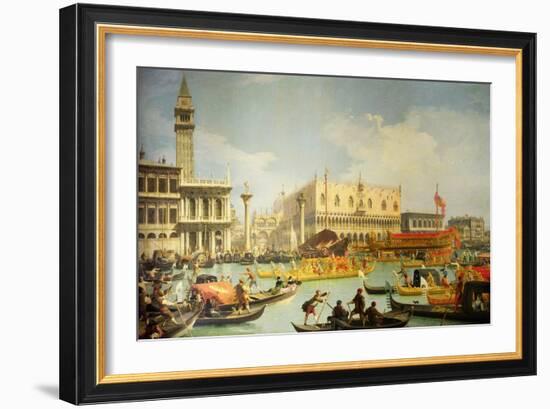 The Betrothal of the Venetian Doge to the Adriatic Sea, circa 1739-30-Canaletto-Framed Giclee Print