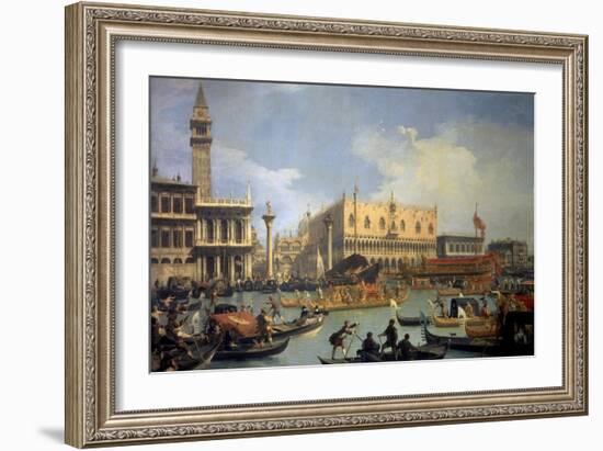 The Betrothal of the Venetian Doge to the Adriatic Sea-Canaletto-Framed Art Print