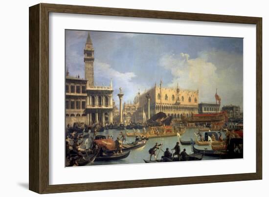 The Betrothal of the Venetian Doge to the Adriatic Sea-Canaletto-Framed Art Print