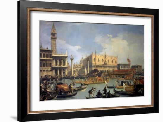 The Betrothal of the Venetian Doge to the Adriatic Sea-Canaletto-Framed Art Print