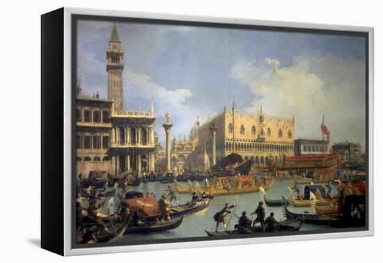 The Betrothal of the Venetian Doge to the Adriatic Sea-Canaletto-Framed Stretched Canvas