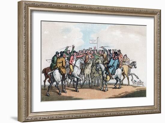 The Betting Post, Humours of Fox Hunting, 1799-Thomas Rowlandson-Framed Giclee Print