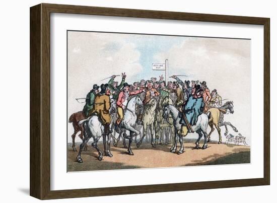 The Betting Post, Humours of Fox Hunting, 1799-Thomas Rowlandson-Framed Giclee Print