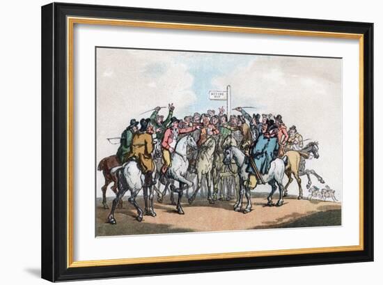 The Betting Post, Humours of Fox Hunting, 1799-Thomas Rowlandson-Framed Giclee Print