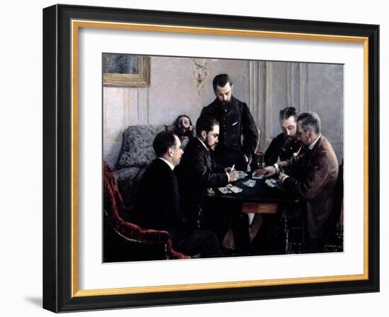 The Bezique Game, 1881-Gustave Caillebotte-Framed Giclee Print