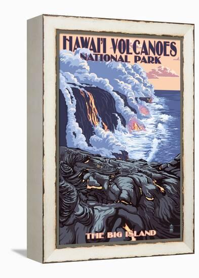 The Big Island, Hawaii - Lava Flow Scene-Lantern Press-Framed Stretched Canvas