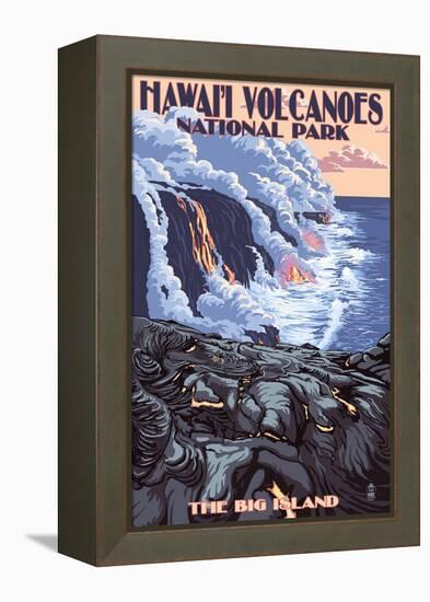 The Big Island, Hawaii - Lava Flow Scene-Lantern Press-Framed Stretched Canvas