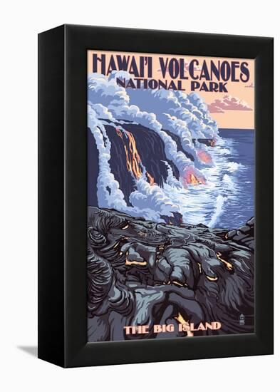 The Big Island, Hawaii - Lava Flow Scene-Lantern Press-Framed Stretched Canvas