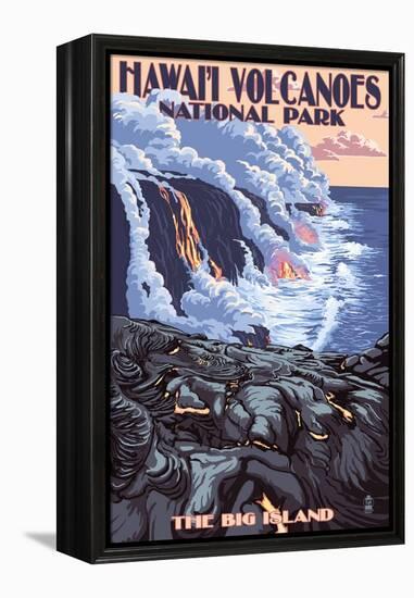 The Big Island, Hawaii - Lava Flow Scene-Lantern Press-Framed Stretched Canvas