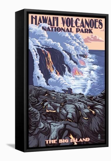 The Big Island, Hawaii - Lava Flow Scene-Lantern Press-Framed Stretched Canvas