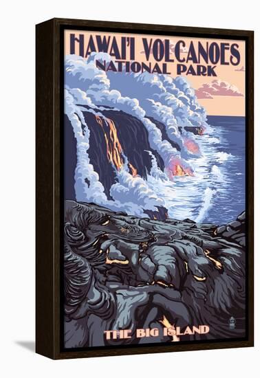 The Big Island, Hawaii - Lava Flow Scene-Lantern Press-Framed Stretched Canvas