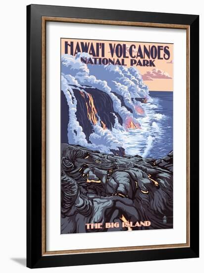 The Big Island, Hawaii - Lava Flow Scene-Lantern Press-Framed Art Print