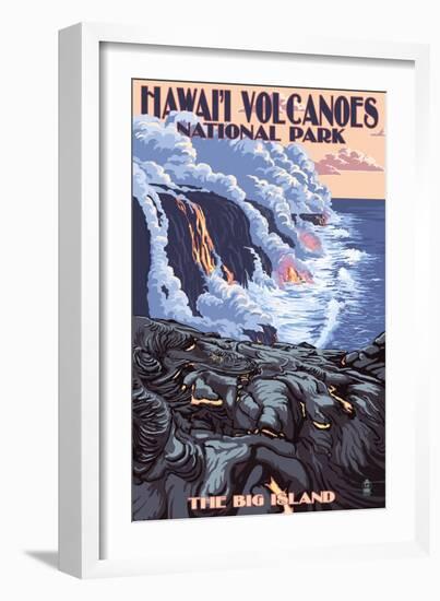 The Big Island, Hawaii - Lava Flow Scene-Lantern Press-Framed Art Print