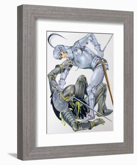 The Big Knight Is Slain by Sir Lancelot, an Illustration for 'Sir Lancelot of the Lake', by Roger…-Janet and Anne Johnstone-Framed Giclee Print