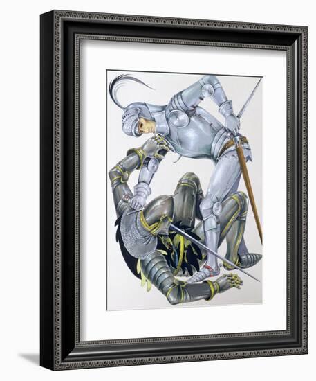 The Big Knight Is Slain by Sir Lancelot, an Illustration for 'Sir Lancelot of the Lake', by Roger…-Janet and Anne Johnstone-Framed Giclee Print