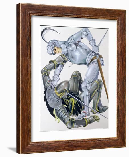 The Big Knight Is Slain by Sir Lancelot, an Illustration for 'Sir Lancelot of the Lake', by Roger…-Janet and Anne Johnstone-Framed Giclee Print