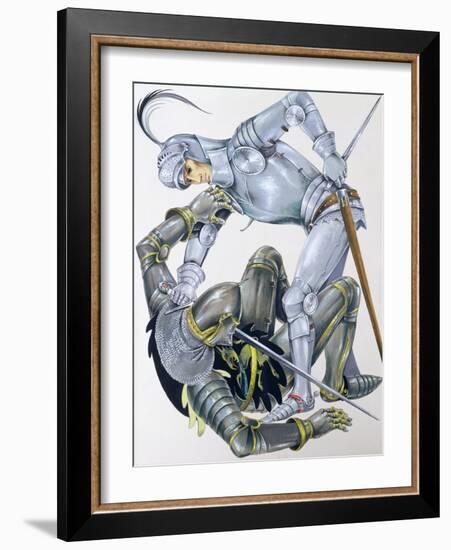 The Big Knight Is Slain by Sir Lancelot, an Illustration for 'Sir Lancelot of the Lake', by Roger…-Janet and Anne Johnstone-Framed Giclee Print