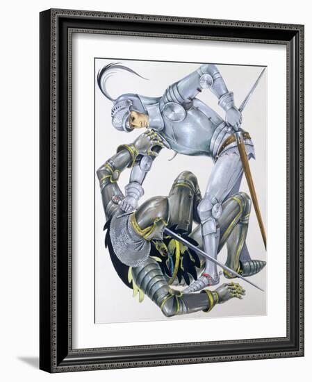 The Big Knight Is Slain by Sir Lancelot, an Illustration for 'Sir Lancelot of the Lake', by Roger…-Janet and Anne Johnstone-Framed Giclee Print