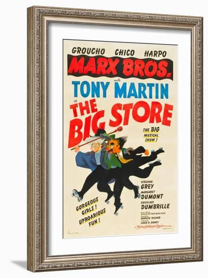 The Big Store, Harpo Marx, Chico Marx, Groucho Marx, 1941-null-Framed Art Print