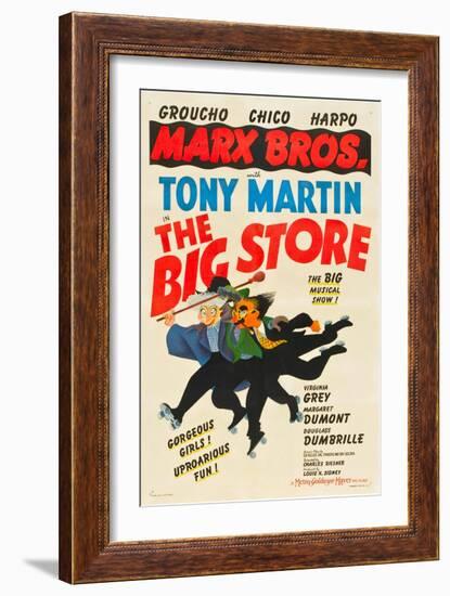 The Big Store, Harpo Marx, Chico Marx, Groucho Marx, 1941-null-Framed Art Print