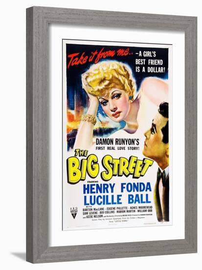 THE BIG STREET, top: Lucille Ball, right: Henry Fonda, 1942.-null-Framed Art Print