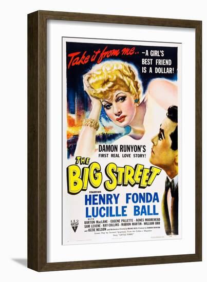 THE BIG STREET, top: Lucille Ball, right: Henry Fonda, 1942.-null-Framed Art Print