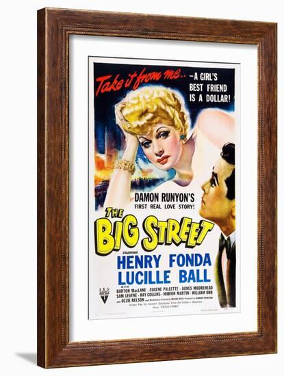 THE BIG STREET, top: Lucille Ball, right: Henry Fonda, 1942.-null-Framed Art Print