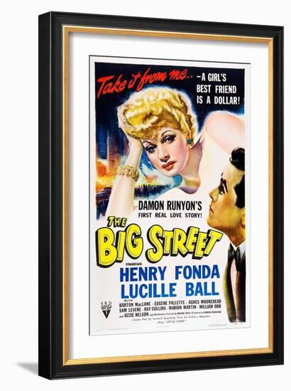 THE BIG STREET, top: Lucille Ball, right: Henry Fonda, 1942.-null-Framed Art Print